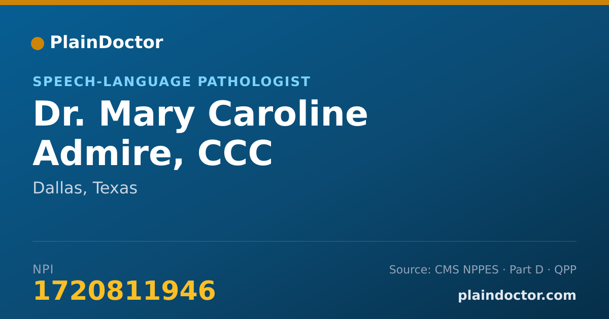 Shareable card for Mary Caroline Admire, CCC - Speech-Language Pathologist, Dallas, TX
