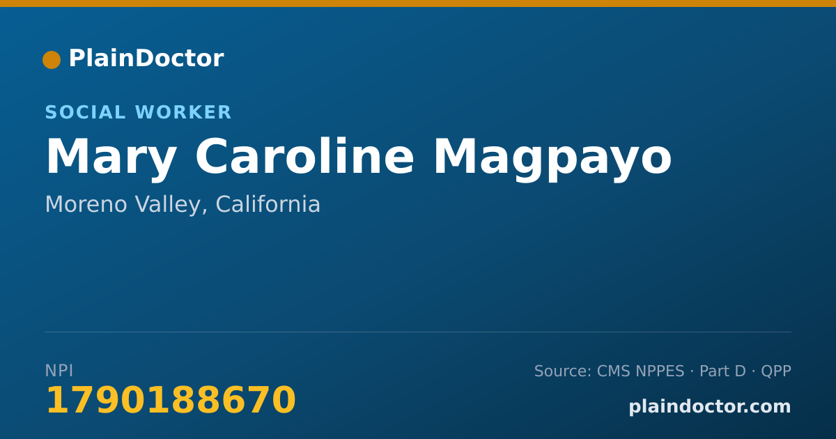 Shareable card for Mary Caroline Magpayo - Social Worker, Moreno Valley, CA