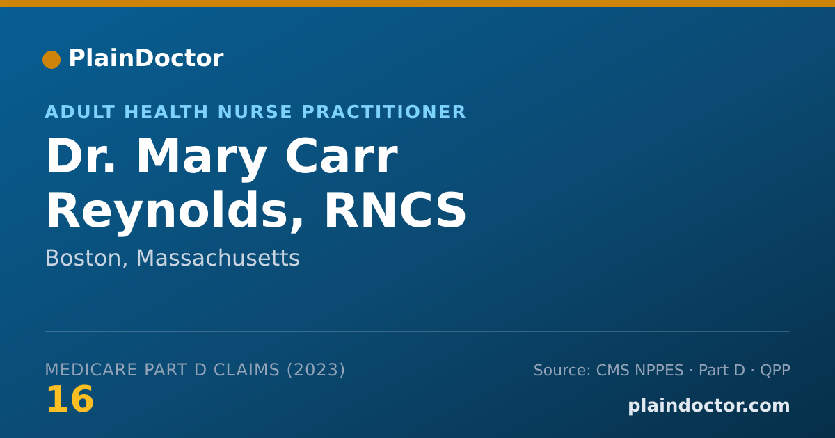 Shareable card for Mary Carr Reynolds, RNCS - Adult Health Nurse Practitioner, Boston, MA