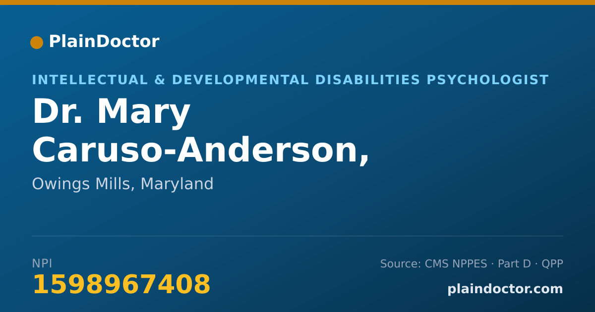 Shareable card for Mary Caruso-Anderson, PH.D., BCBA - Intellectual & Developmental Disabilities Psychologist, Owings Mills, MD