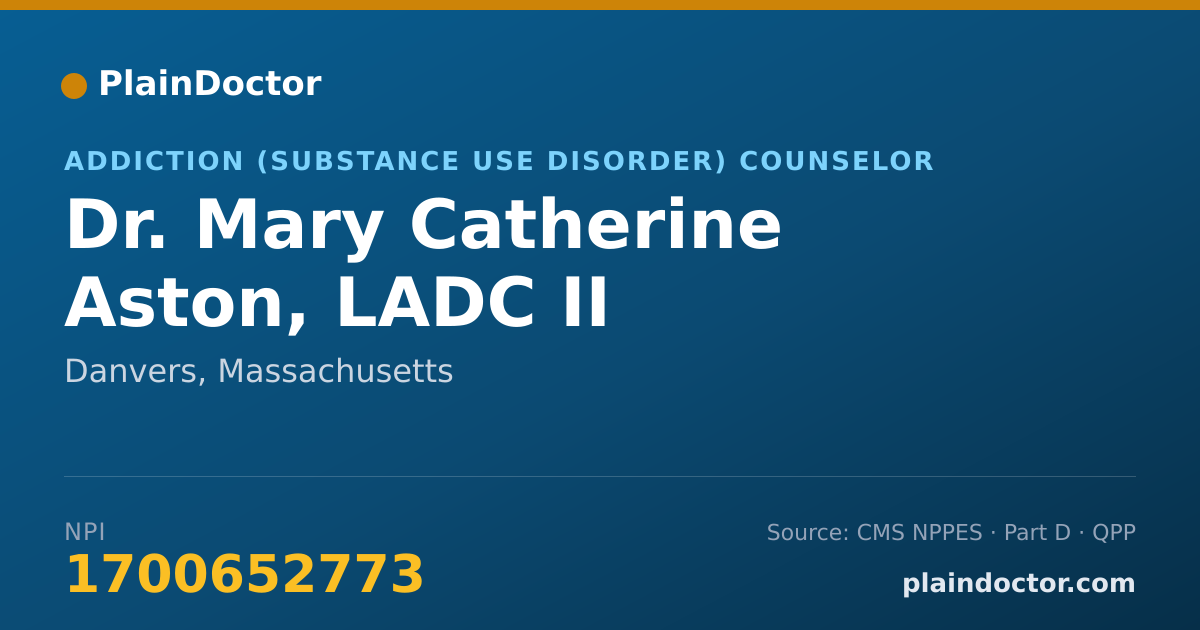Shareable card for Mary Catherine Aston, LADC II - Addiction (Substance Use Disorder) Counselor, Danvers, MA