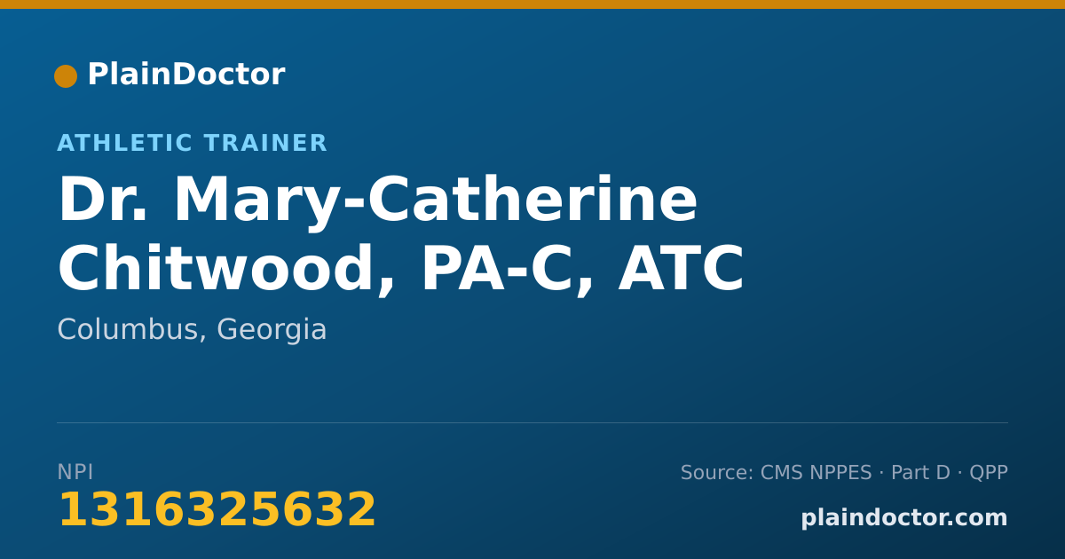 Shareable card for Mary-Catherine Chitwood, PA-C, ATC - Athletic Trainer, Columbus, GA