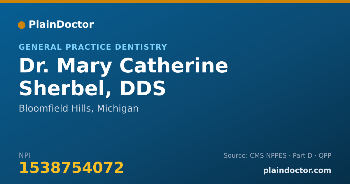 Shareable card for Mary Catherine Sherbel, DDS - General Practice Dentistry, Bloomfield Hills, MI