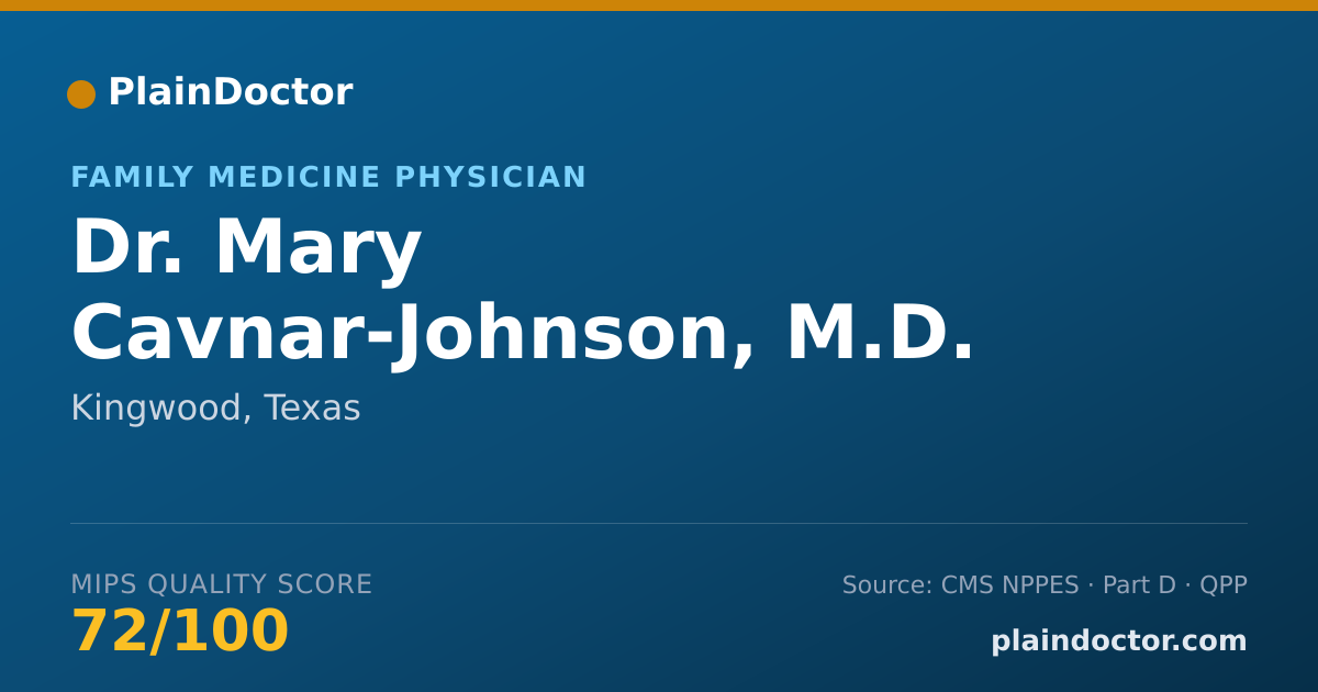 Shareable card for Mary Cavnar-Johnson, M.D. - Family Medicine Physician, Kingwood, TX