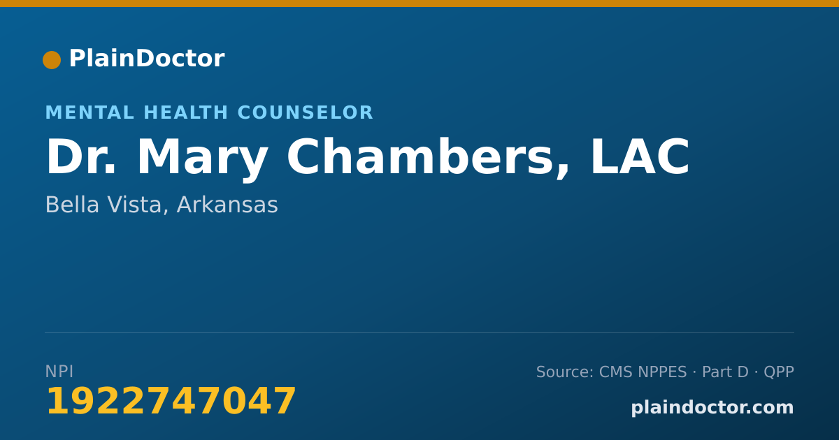 Shareable card for Mary Chambers, LAC - Mental Health Counselor, Bella Vista, AR