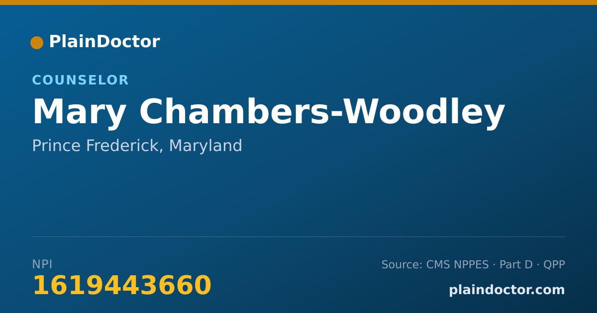 Shareable card for Mary Chambers-Woodley - Counselor, Prince Frederick, MD