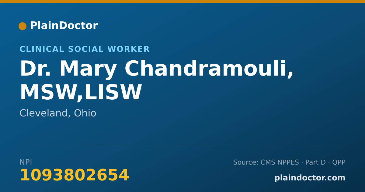Shareable card for Mary Chandramouli, MSW,LISW - Clinical Social Worker, Cleveland, OH