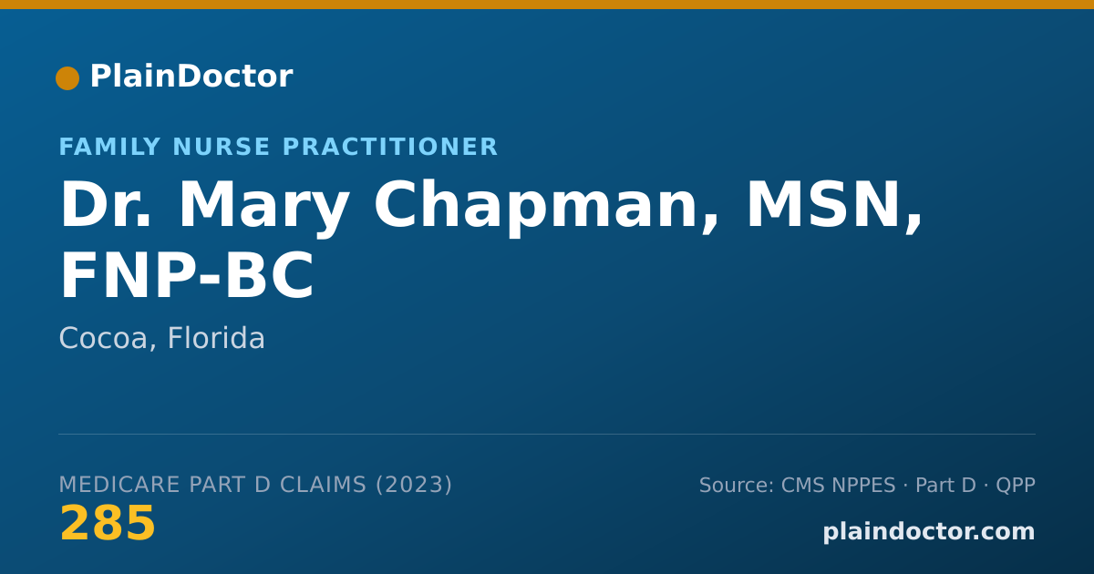 Shareable card for Mary Chapman, MSN, FNP-BC - Family Nurse Practitioner, Cocoa, FL