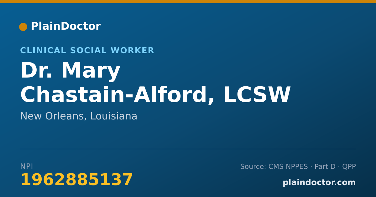 Shareable card for Mary Chastain-Alford, LCSW - Clinical Social Worker, New Orleans, LA