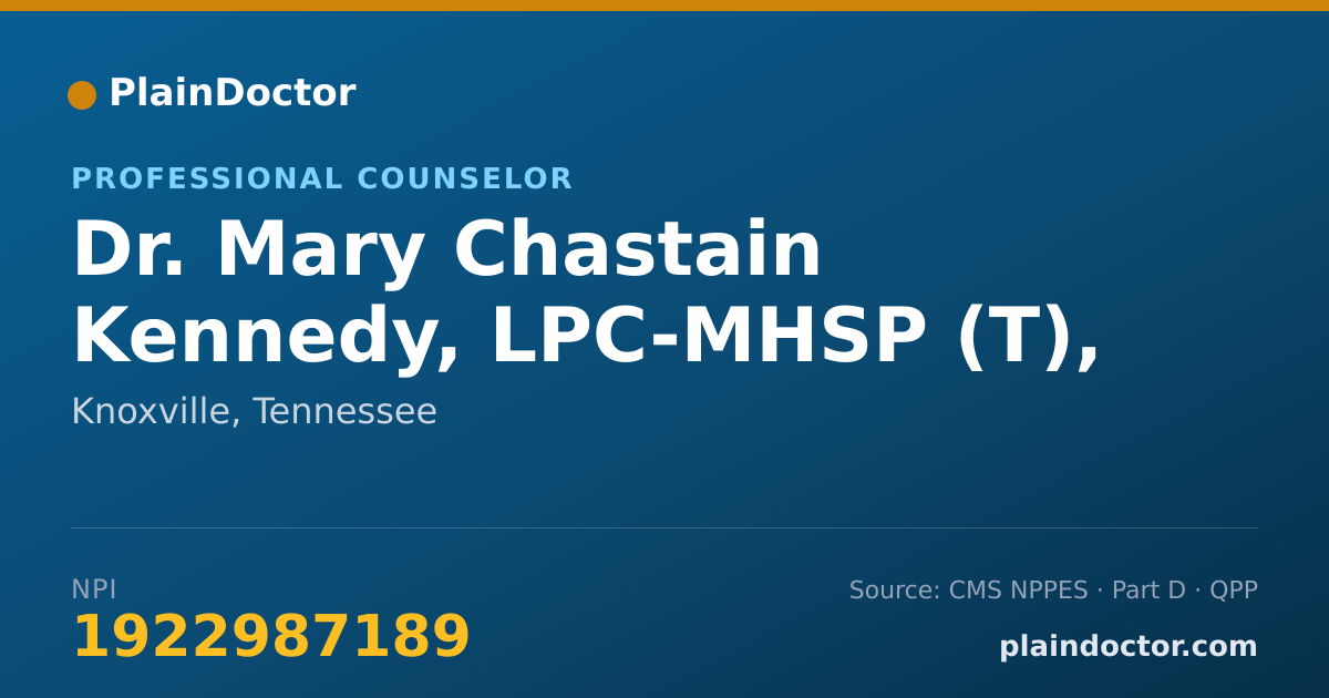 Shareable card for Mary Chastain Kennedy, LPC-MHSP (T), NCC - Professional Counselor, Knoxville, TN