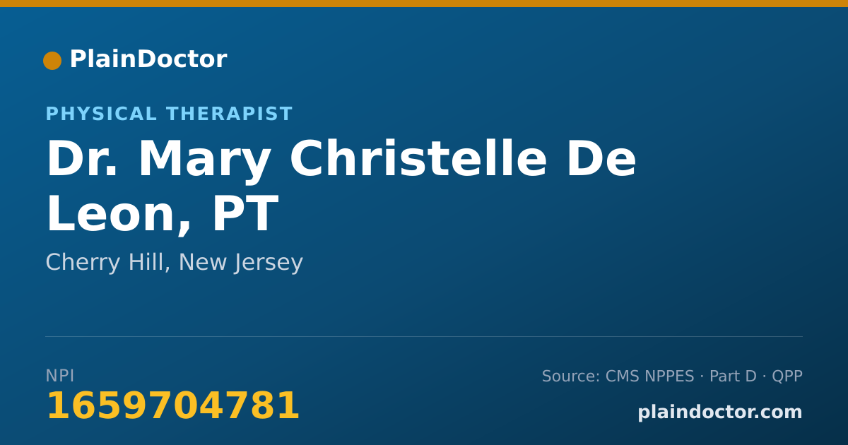 Shareable card for Mary Christelle De Leon, PT - Physical Therapist, Cherry Hill, NJ
