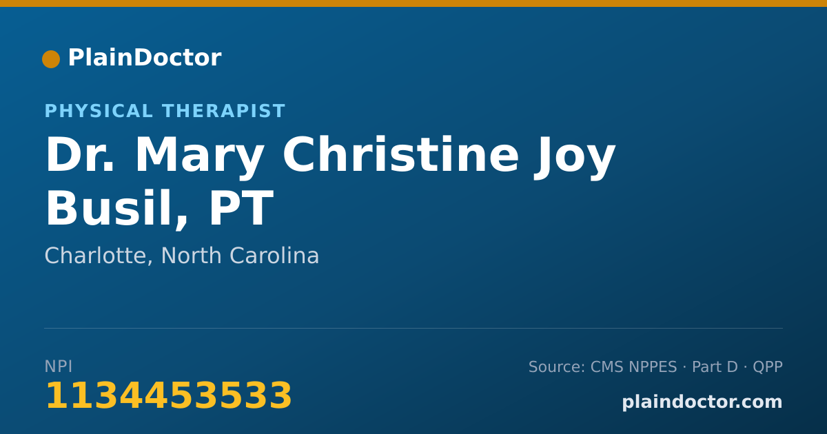 Shareable card for Mary Christine Joy Busil, PT - Physical Therapist, Charlotte, NC
