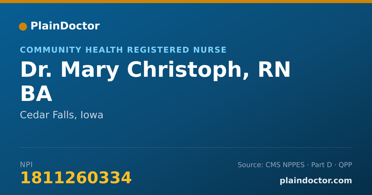 Shareable card for Mary Christoph, RN BA - Community Health Registered Nurse, Cedar Falls, IA