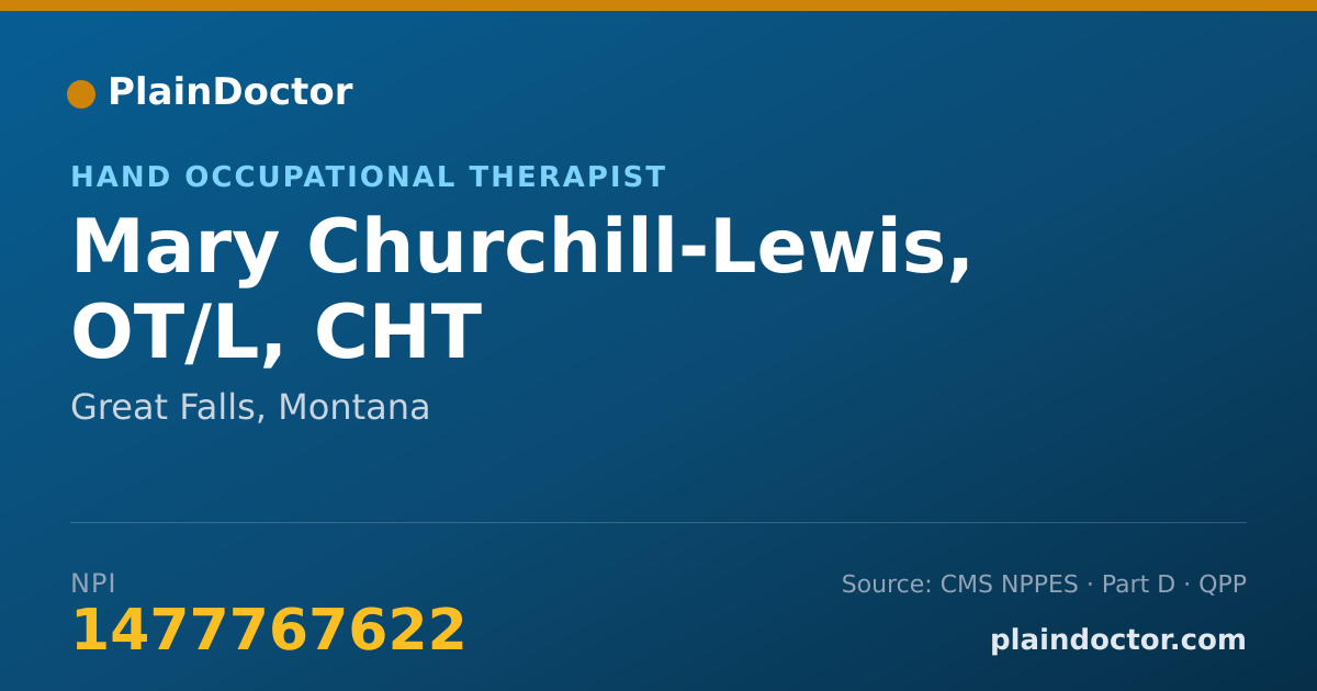 Shareable card for Mary Churchill-Lewis, OT/L, CHT - Hand Occupational Therapist, Great Falls, MT