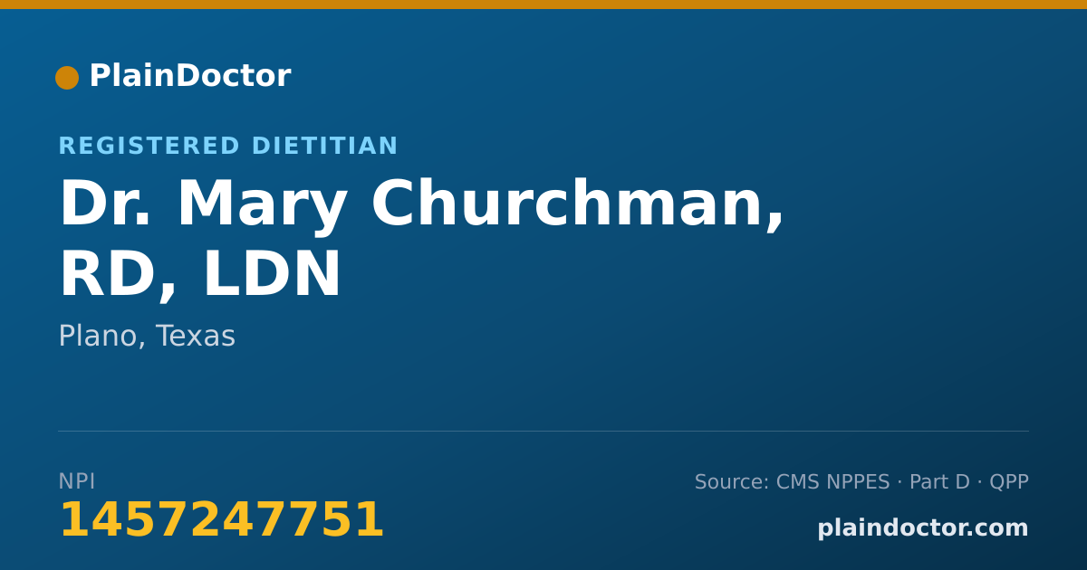Shareable card for Mary Churchman, RD, LDN - Registered Dietitian, Plano, TX