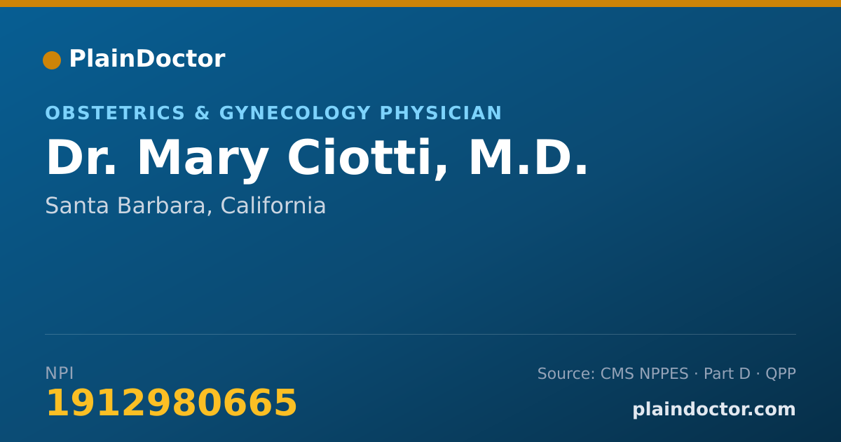 Shareable card for Mary Ciotti, M.D. - Obstetrics & Gynecology Physician, Santa Barbara, CA