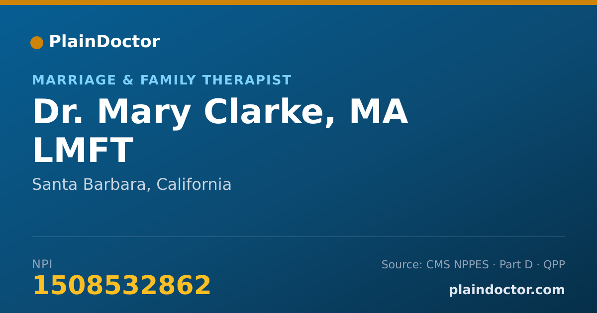 Shareable card for Mary Clarke, MA LMFT - Marriage & Family Therapist, Santa Barbara, CA