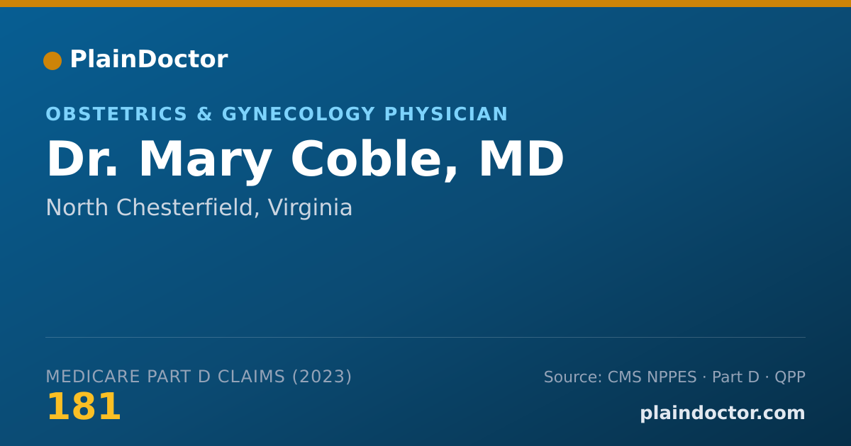 Shareable card for Mary Coble, MD - Obstetrics & Gynecology Physician, North Chesterfield, VA