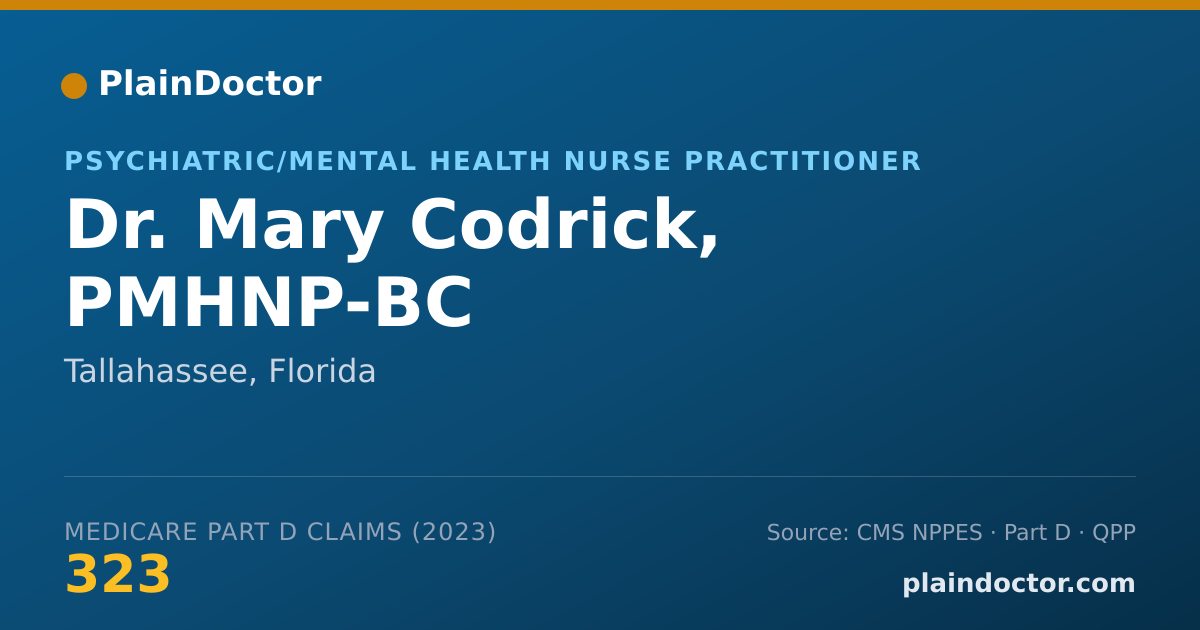 Shareable card for Mary Codrick, PMHNP-BC - Psychiatric/Mental Health Nurse Practitioner, Tallahassee, FL
