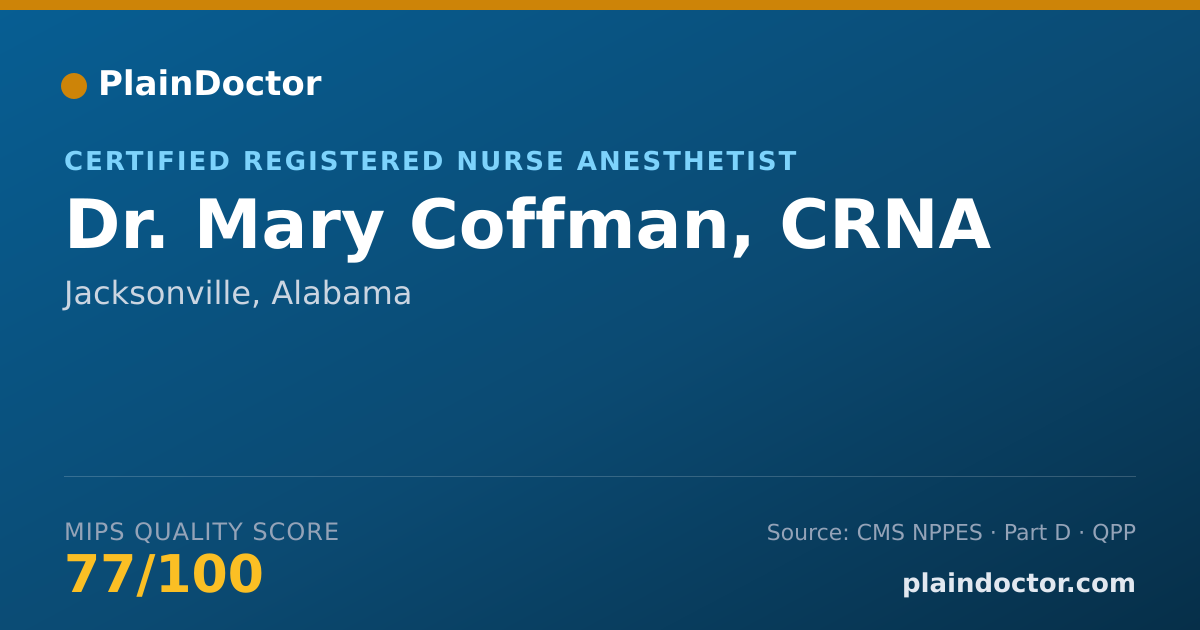 Shareable card for Mary Coffman, CRNA - Certified Registered Nurse Anesthetist, Jacksonville, AL