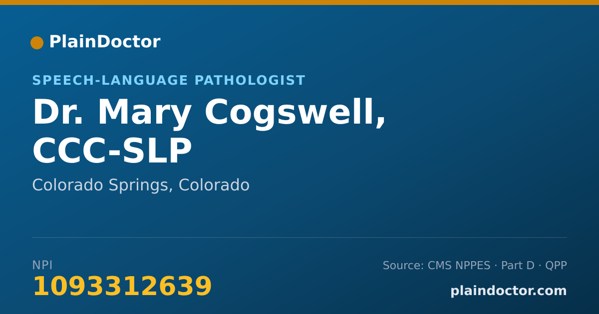 Shareable card for Mary Cogswell, CCC-SLP - Speech-Language Pathologist, Colorado Springs, CO