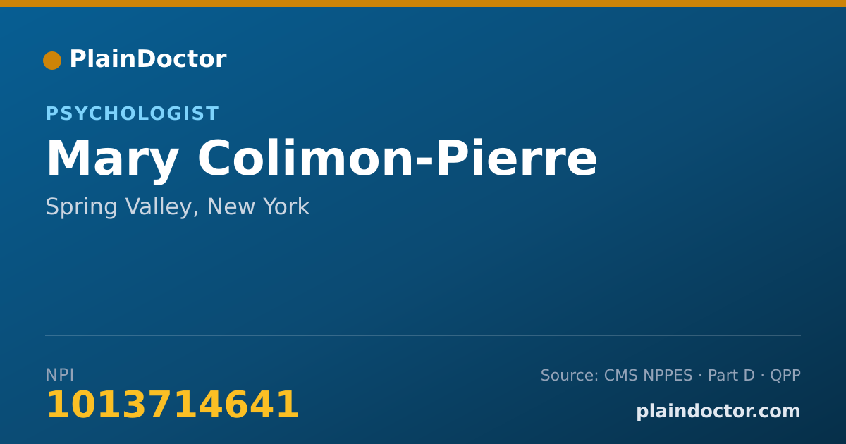 Shareable card for Mary Colimon-Pierre - Psychologist, Spring Valley, NY