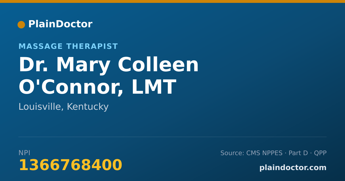 Shareable card for Mary Colleen O'Connor, LMT - Massage Therapist, Louisville, KY