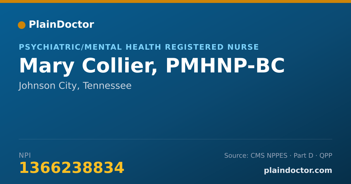 Shareable card for Mary Collier, PMHNP-BC - Psychiatric/Mental Health Registered Nurse, Johnson City, TN