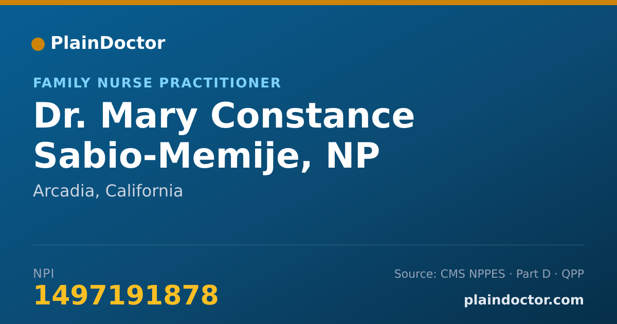 Shareable card for Mary Constance Sabio-Memije, NP - Family Nurse Practitioner, Arcadia, CA