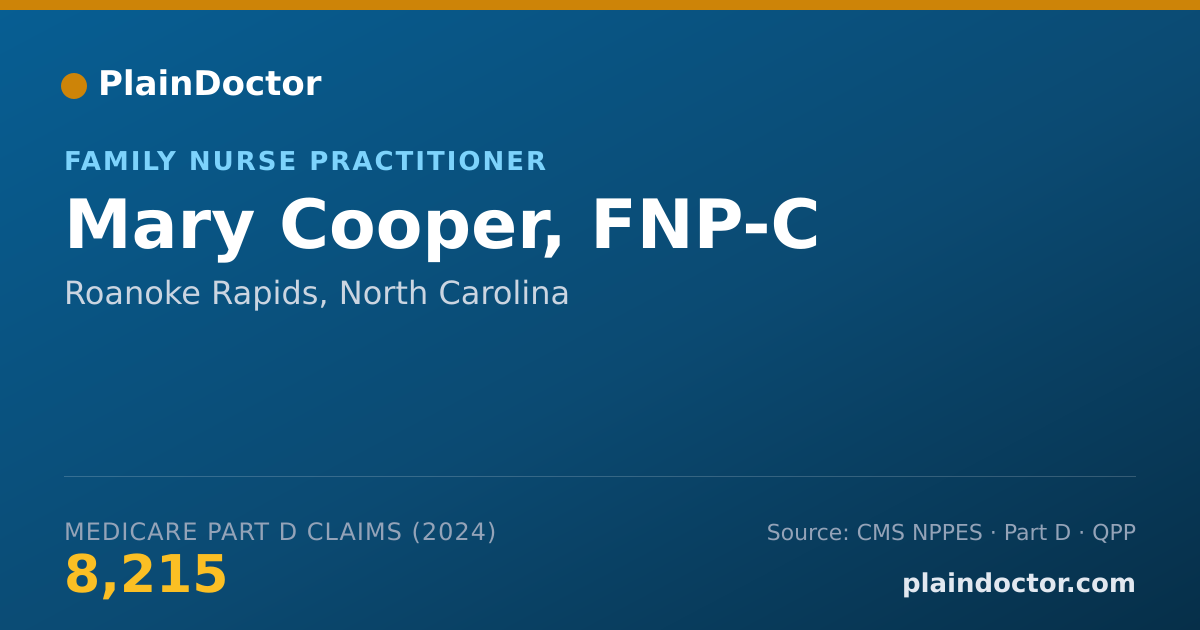 Shareable card for Mary Cooper, FNP-C - Family Nurse Practitioner, Roanoke Rapids, NC