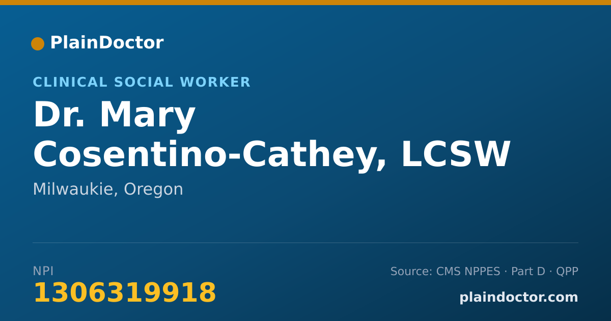 Shareable card for Mary Cosentino-Cathey, LCSW - Clinical Social Worker, Milwaukie, OR