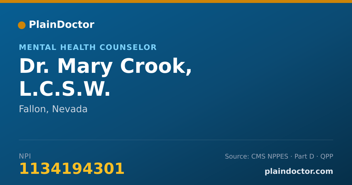 Shareable card for Mary Crook, L.C.S.W. - Mental Health Counselor, Fallon, NV