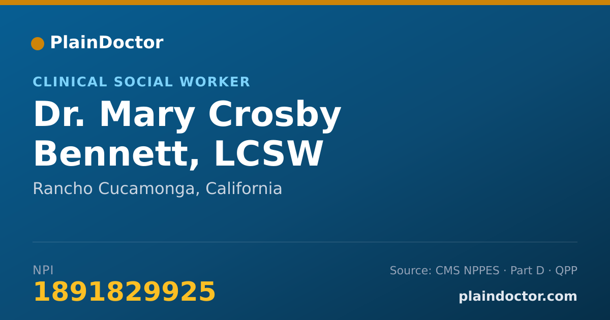 Shareable card for Mary Crosby Bennett, LCSW - Clinical Social Worker, Rancho Cucamonga, CA