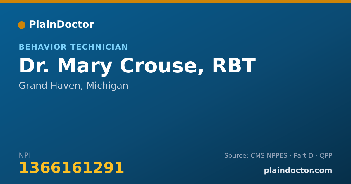 Shareable card for Mary Crouse, RBT - Behavior Technician, Grand Haven, MI