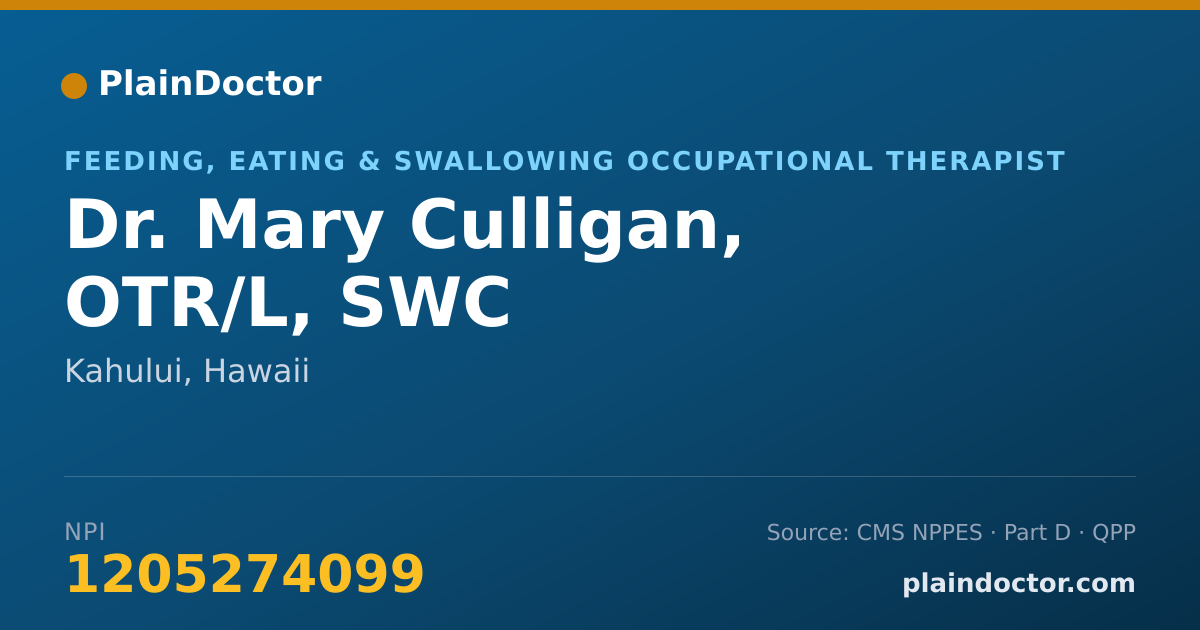 Shareable card for Mary Culligan, OTR/L, SWC - Feeding, Eating & Swallowing Occupational Therapist, Kahului, HI