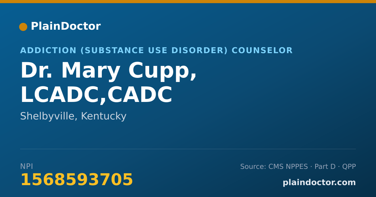Shareable card for Mary Cupp, LCADC,CADC - Addiction (Substance Use Disorder) Counselor, Shelbyville, KY