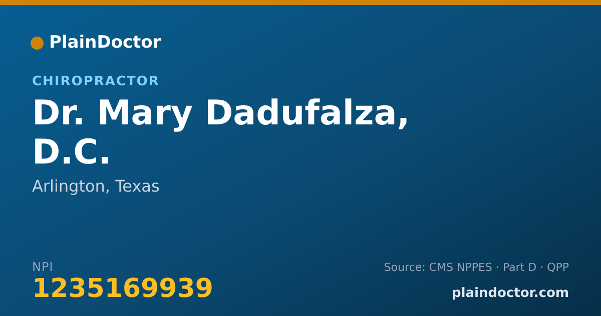 Shareable card for Mary Dadufalza, D.C. - Chiropractor, Arlington, TX