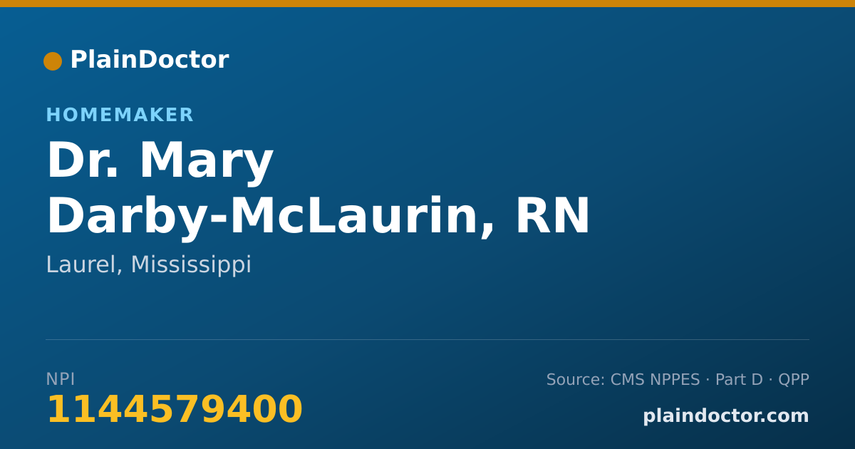 Shareable card for Mary Darby-McLaurin, RN - Homemaker, Laurel, MS