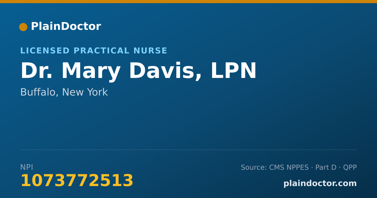 Shareable card for Mary Davis, LPN - Licensed Practical Nurse, Buffalo, NY
