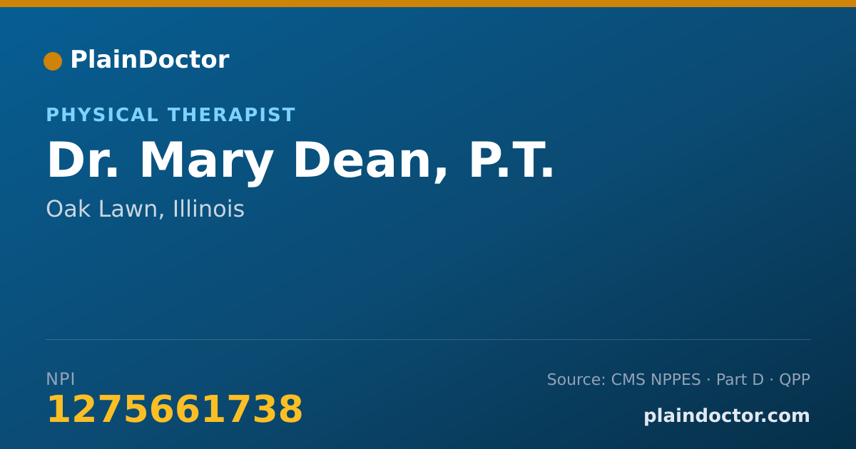 Shareable card for Mary Dean, P.T. - Physical Therapist, Oak Lawn, IL