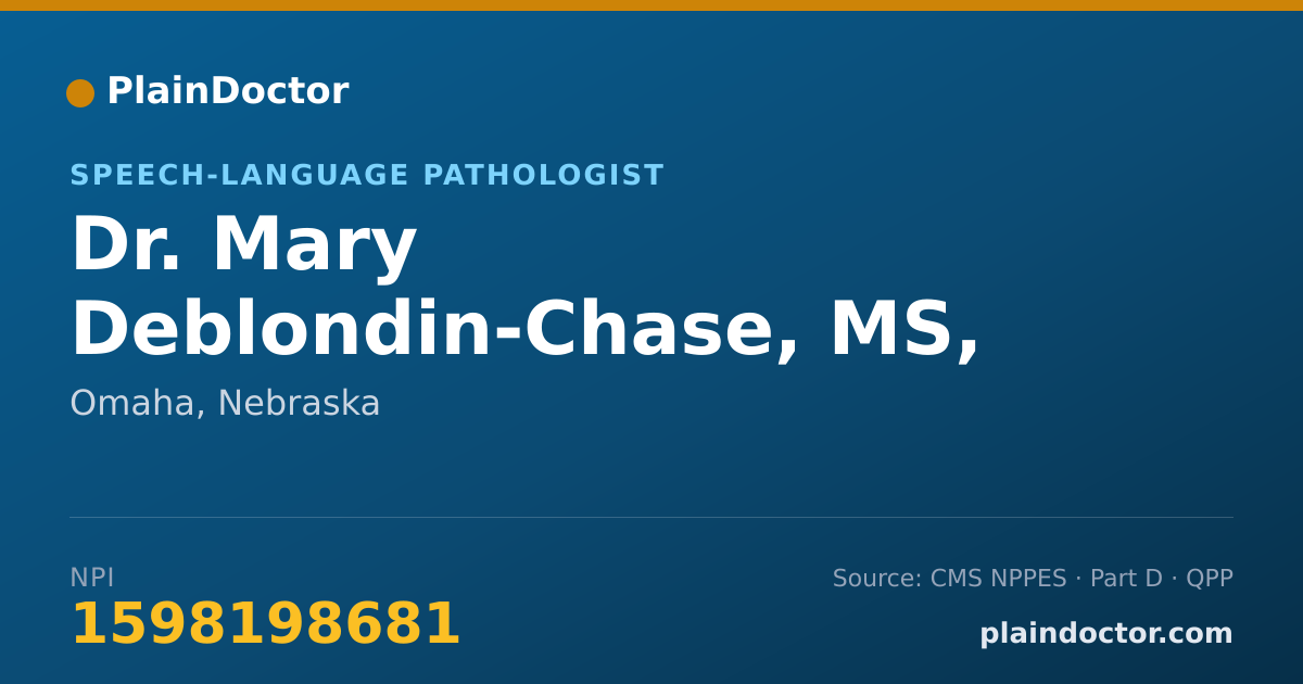 Shareable card for Mary Deblondin-Chase, MS, CCC/SLP - Speech-Language Pathologist, Omaha, NE