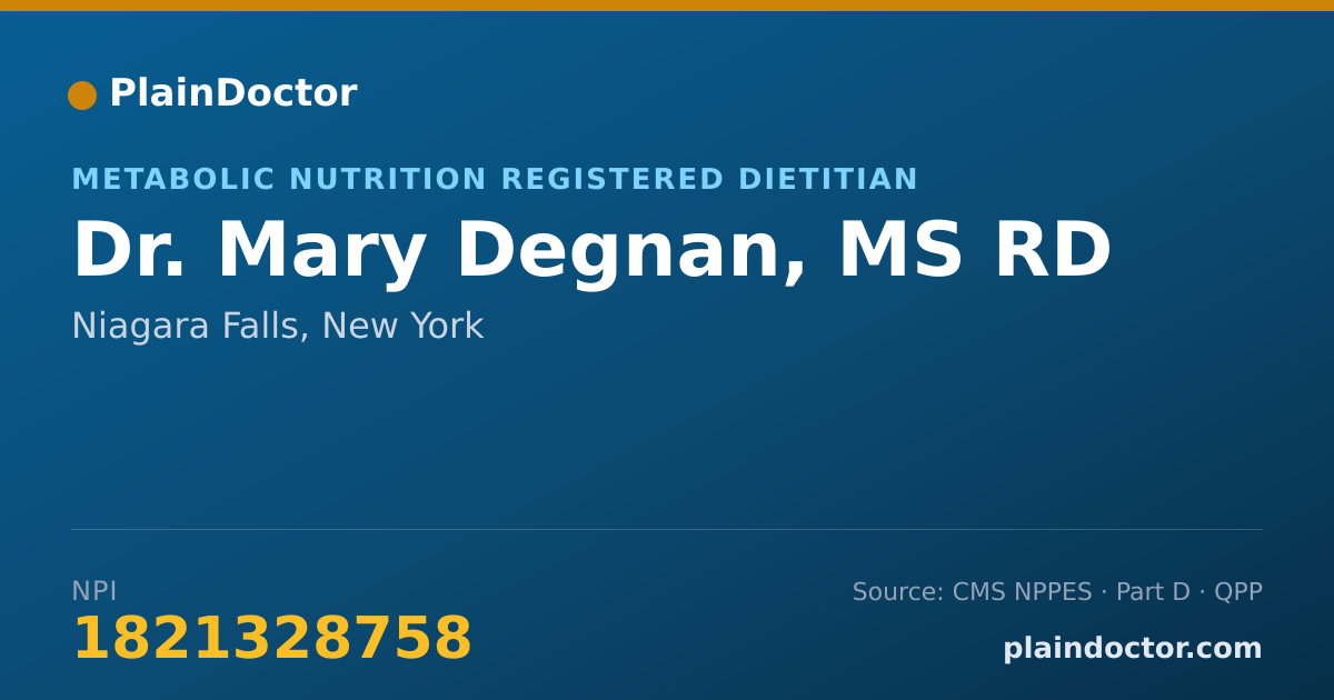 Shareable card for Mary Degnan, MS RD - Metabolic Nutrition Registered Dietitian, Niagara Falls, NY