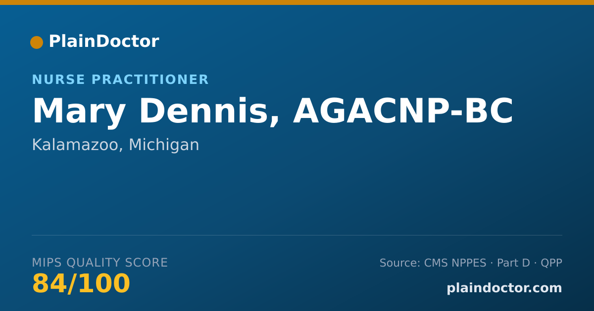 Shareable card for Mary Dennis, AGACNP-BC - Nurse Practitioner, Kalamazoo, MI