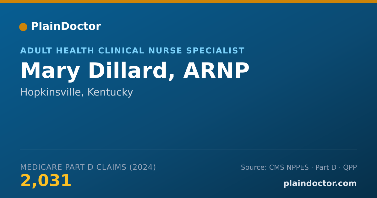 Shareable card for Mary Dillard, ARNP - Psychiatric/Mental Health Nurse Practitioner, Hopkinsville, KY
