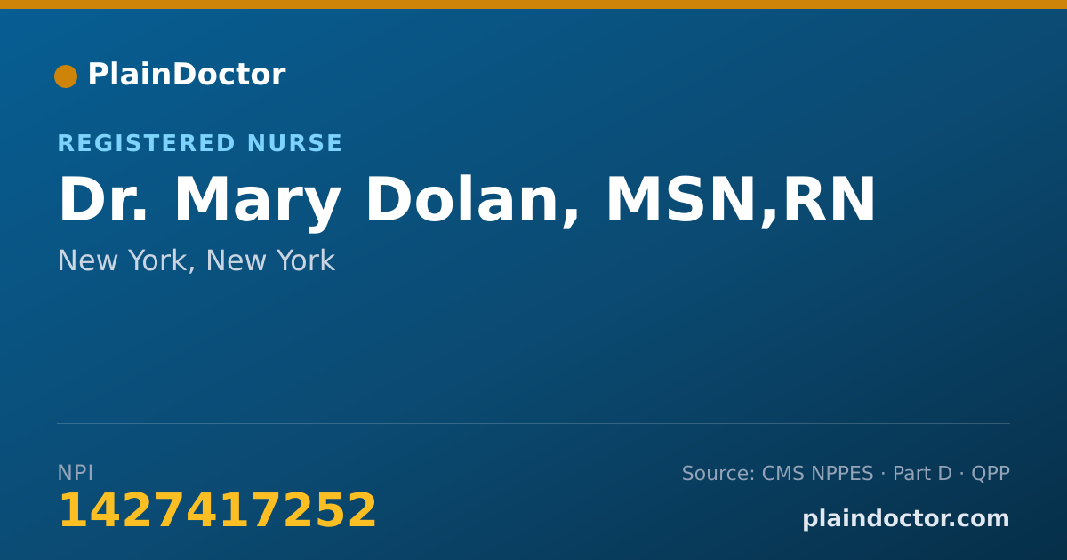 Shareable card for Mary Dolan, MSN,RN - Registered Nurse, New York, NY