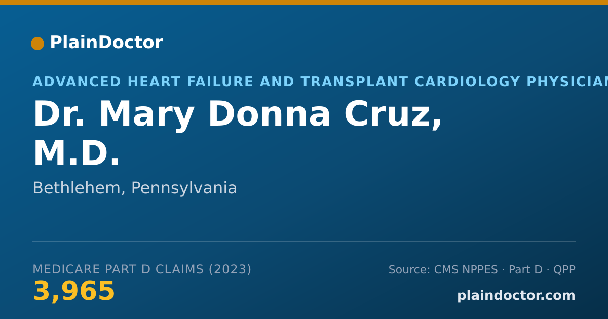 Shareable card for Mary Donna Cruz, M.D. - Advanced Heart Failure and Transplant Cardiology Physician, Bethlehem, PA