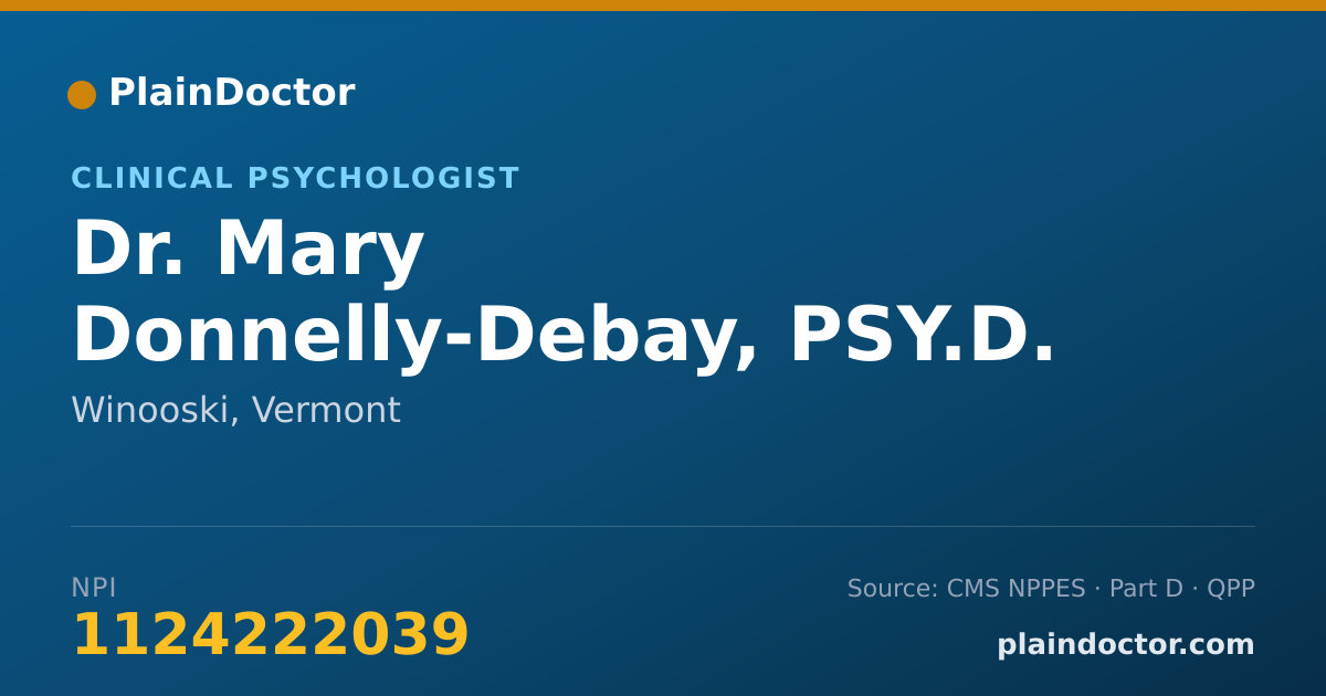 Shareable card for Mary Donnelly-Debay, PSY.D. - Clinical Psychologist, Winooski, VT