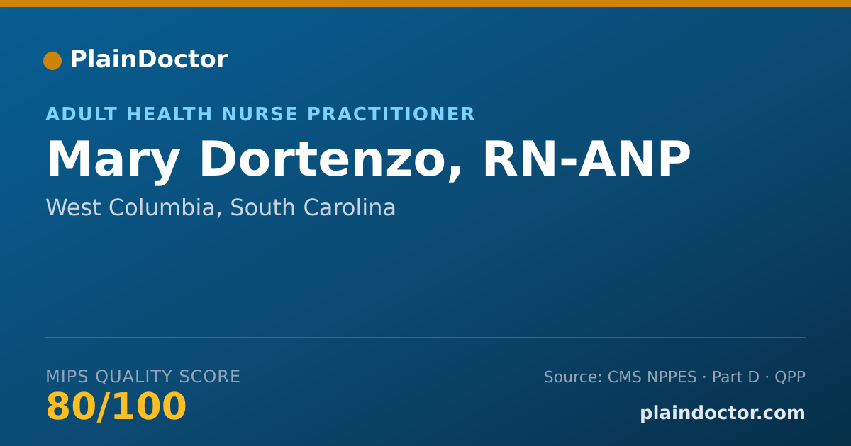 Shareable card for Mary Dortenzo, RN-ANP - Adult Health Nurse Practitioner, West Columbia, SC