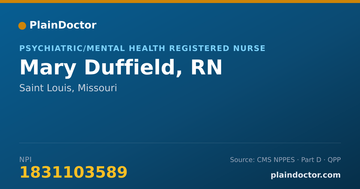 Shareable card for Mary Duffield, RN - Psychiatric/Mental Health Registered Nurse, Saint Louis, MO