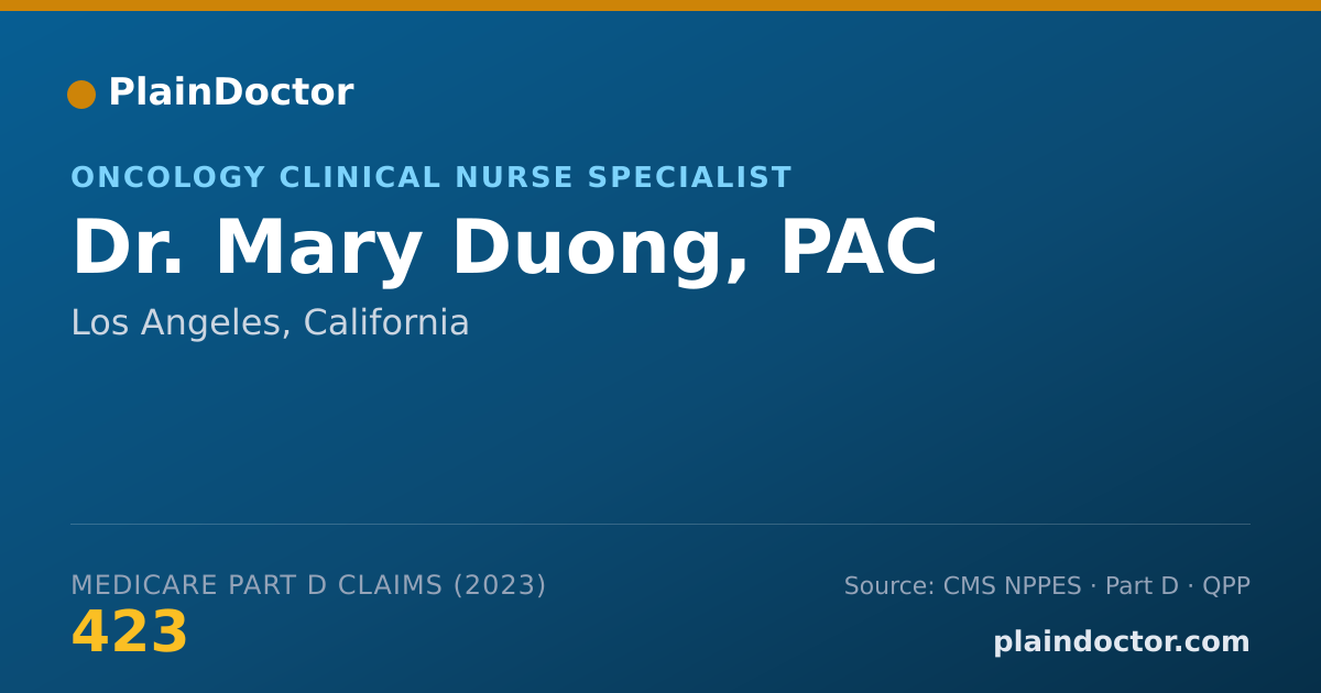 Shareable card for Mary Duong, PAC - Oncology Clinical Nurse Specialist, Los Angeles, CA